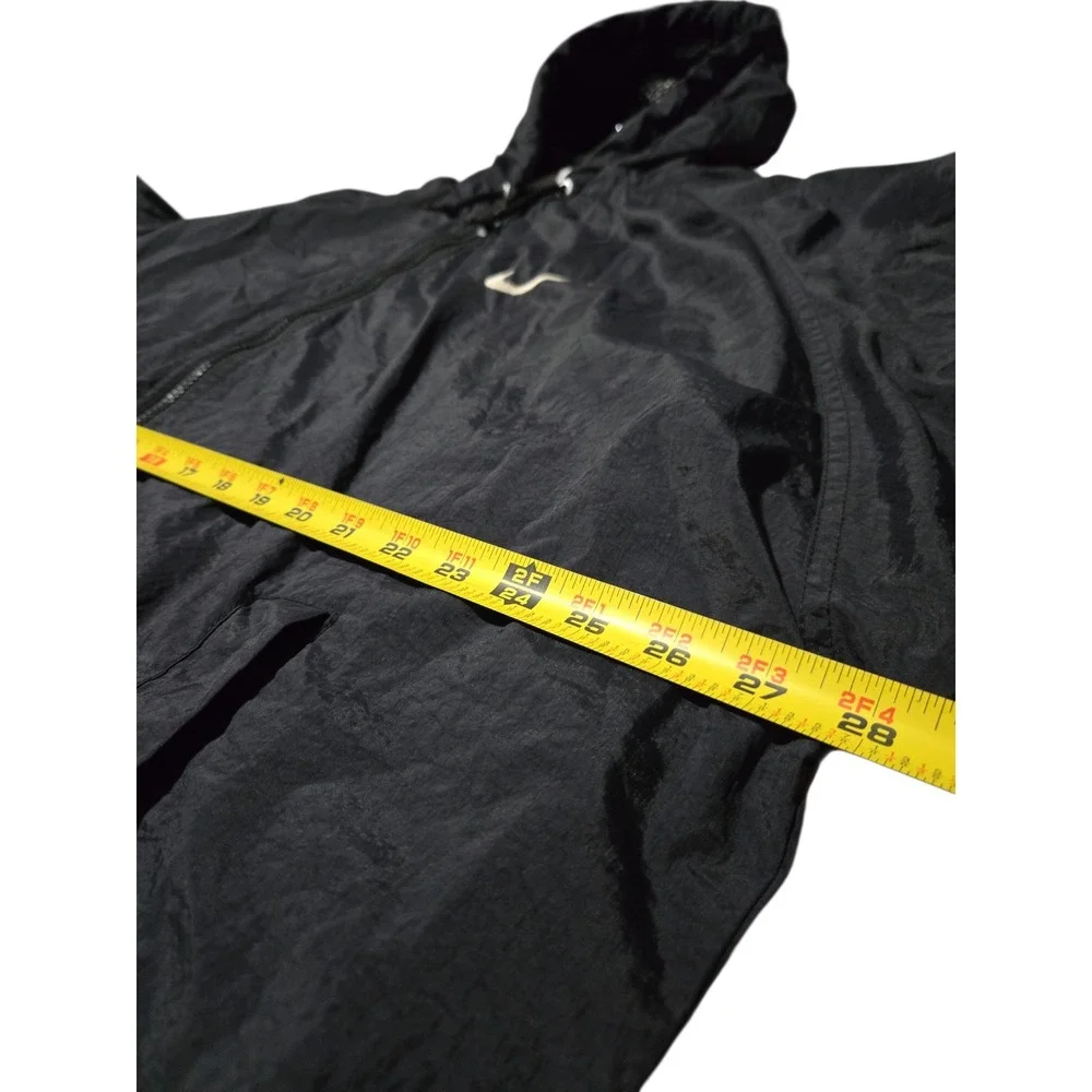 Nike Vintage Windbreaker Jacket Black Zip Hooded Back Swoosh Logo 90s Large‎